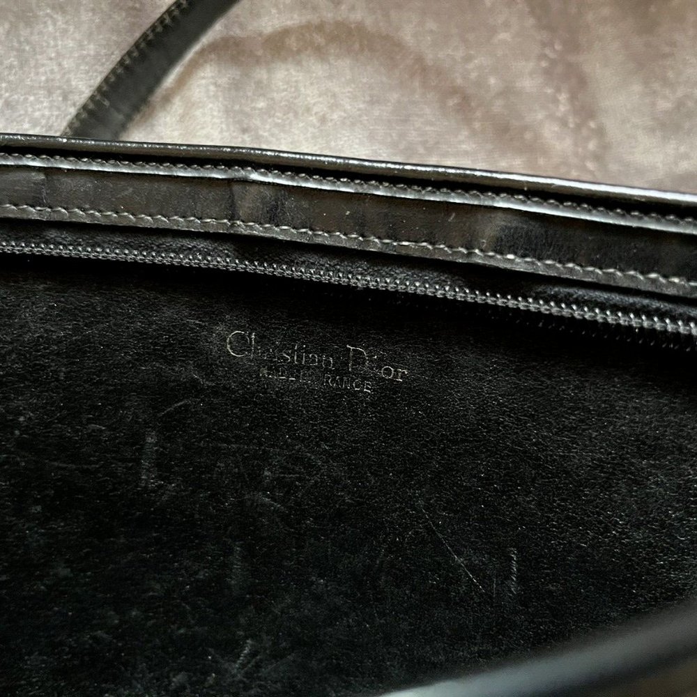 Christian Dior Vintage Trotter Logo Black Leather Shoulder Bag Purse - Picture 13 of 16